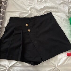 Zara Black Wrap Skort with Gold Buttons